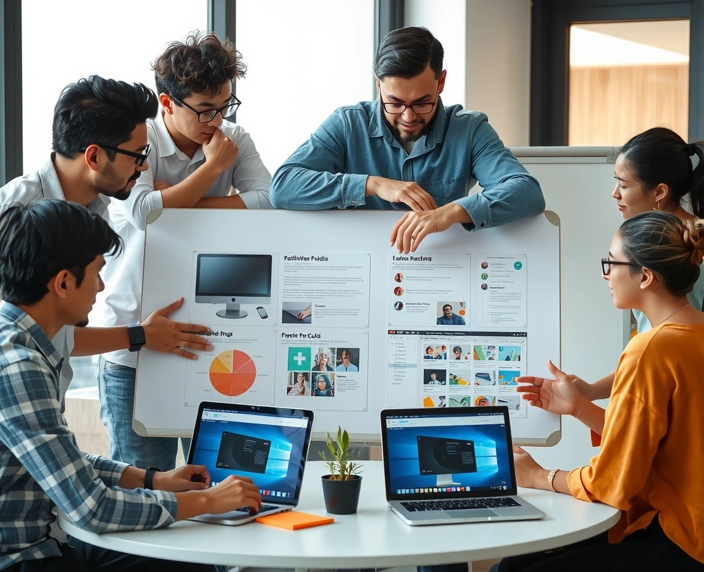 UXPilot team collaboration session in modern office